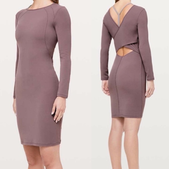 lululemon athletica Dresses & Skirts - Lululemon Contour Dress Nulu Antique Bark Size 8? S/M Long Sleeves